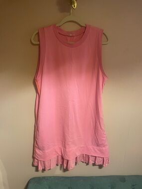 Sleeveless Pink Ruffle-Hem Dress